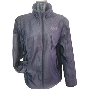 Point Zero Men's Black and Grey Pin Striped Light Jacket L